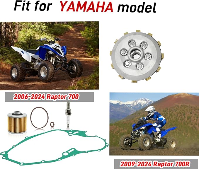 Clutch Kit & Friction Steel Plate for Yamaha Raptor 700 R 700R 2006-2024, Clutch Assembly OEM# 1S3-16351-00-00 1S3-16371-10-00
