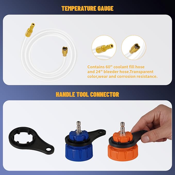 Universal 28PC Radiator Pressure Tester Kit,Coolant Pressure Tester Vacuum Refill Kit for Automotive Cooling System Water Tank Leakage Detection Coolant Pressure Tester with Vacuum Pump Vacuum Purge