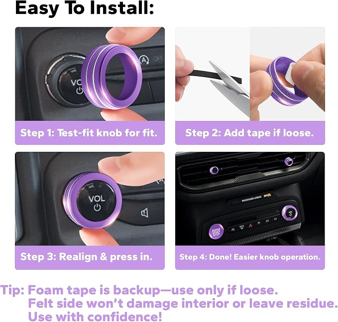 for 2025-2026 Ford Bronco Sport Accessories (Not for Bronco) 9PCS Aluminum Alloy Knob Cover Trim Set for Push Start, Volume, Air Vent Tabs, Headlight & Gear Shift Knob (Purple)