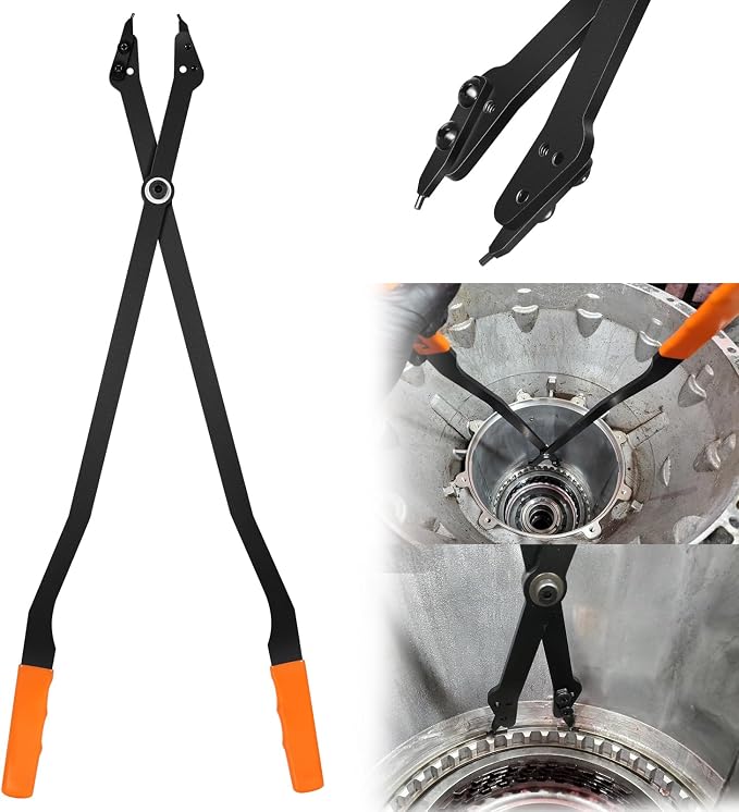 1489-26" Internal Retaining Ring Pliers with Straight Tips, Large Snap Ring Pliers for GM 5L40, 5L50, 6L50, 6L80 and 6L90 Transmissions, Heavy-duty Transmission Snap Ring Removal Pliers