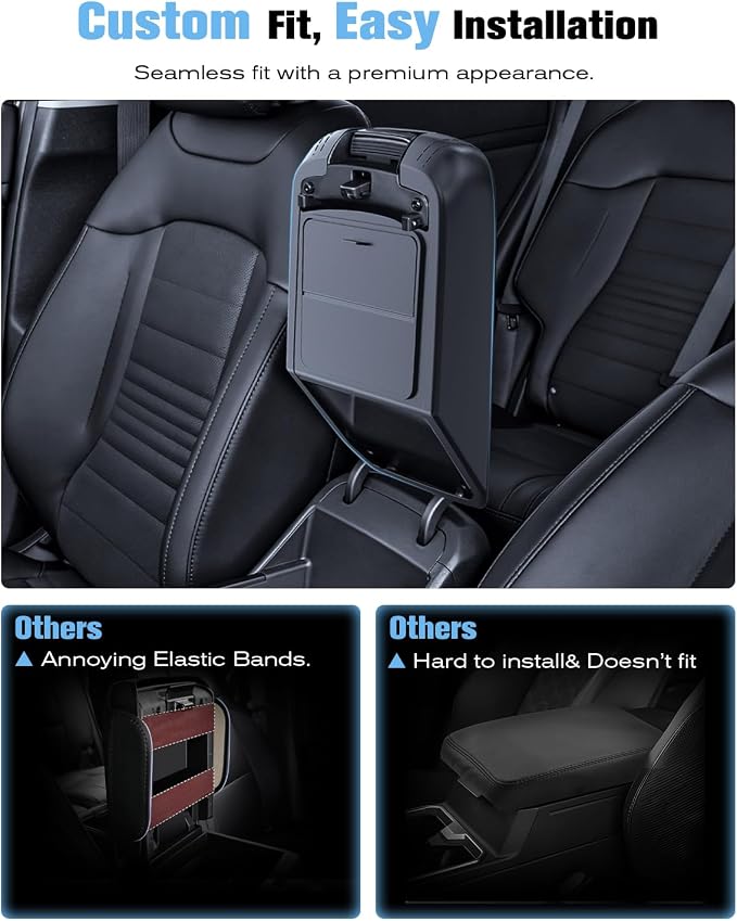 For 2023-2026 Sportage 2-in-1 Silicone Center Console Armrest Cover& Armrest Hidden Privacy Tray - [OEM Design& Friendly Liquid Silicone Rubber] - Thin Black