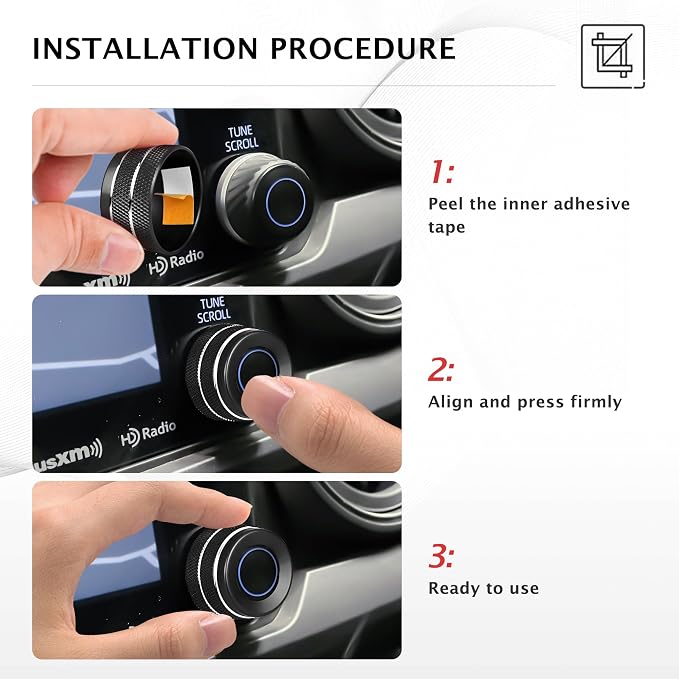 for Toyota RAV4 2019 2020 2021 2022 2023 2024 2025-2025 Accessories, 6PCS Aluminum Alloy Knob Cover Trim Kit - Push Start, AC & Volume Dial (Black)