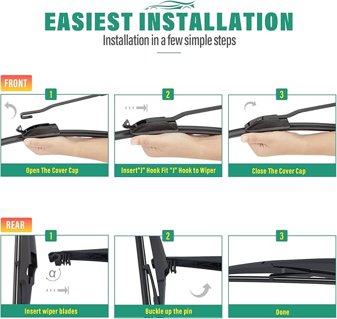 26" 16" 11" Windshield Wiper Blades Replacement for Hyundai Tucson 2022 2023 2024 (Not Suitable for Hybrid) Premium All Weather Front Rear Wipers Set - OEM Quality (Pack of 3)