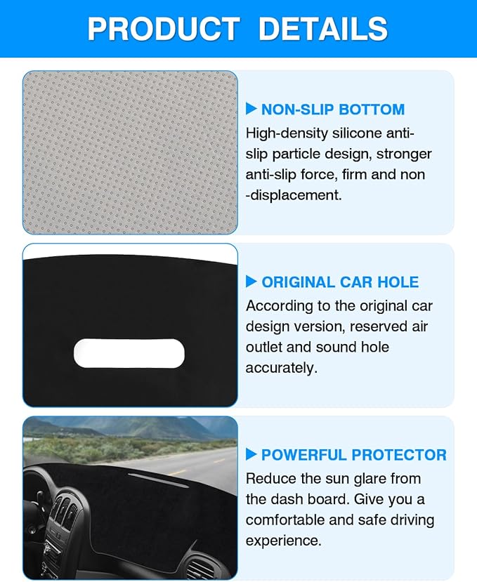 Autorder Dashboard Cover Mat for 2001-2007 Dodge Caravan/Grand Caravan/Chrysler Town Country Accessories Dash Cover Flannel Dash Mat Protector (Without Raised Display w/o Sensor)