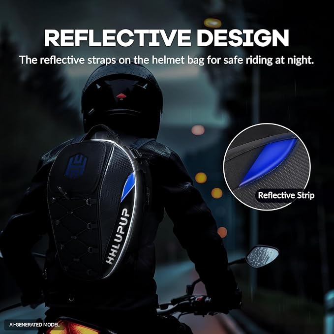 Motorcycle Helmet Bag Dual Use Helmet Backpack and Seat Bag, 38L Waterproof Luggage Bag with Password Lock for Travel and Commuting Blue