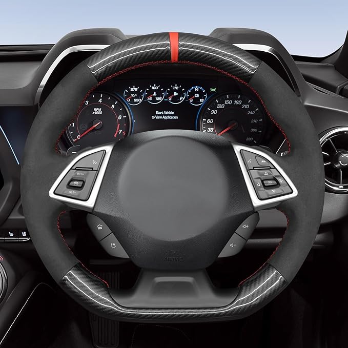 MEWANT for Camaro Steering Wheel Cover 2016-2024 Hand-Stitched for Chevy Camaro Car Steering Wheel Wrap