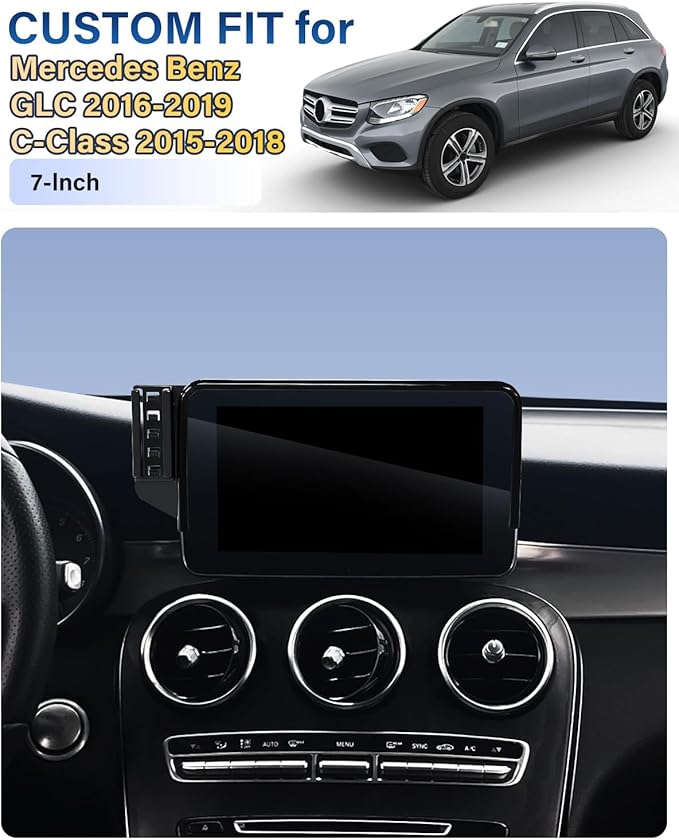 Phone Mount for Mercedes Benz GLC 2016 2017 2018 2019/C-Class 2015 2016 2017 2018 Accessories 7-Inch Screen Fixed Clip, Automobile Cradles Car Phone Holder, Cell Phone Base Not Block Air Vent