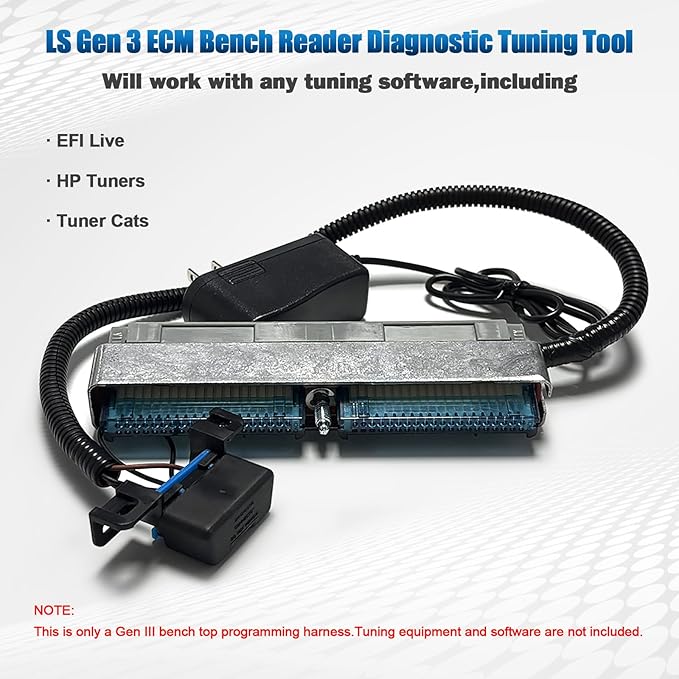 LS Gen 3 ECM PCM Bench Diagnostic Reader with 12V Power Supply, OBD2 Test Harness Compatible with 1999-2007 GM Chevy Vehicles, OBD2 Adapter Fits Mainstream Diagnostic Software