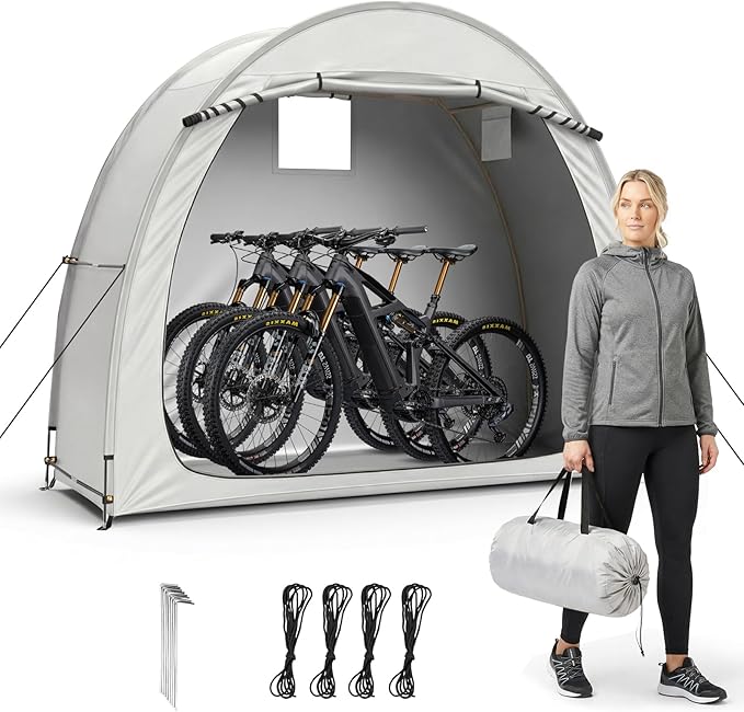 Outvita Bike Tent, Outdoor Portable Bicycle Storage Sheds with 210D Oxford Fabric PU4000 Waterproof Cover for 2-3 Bikes, Storage Cover Shelter for Motorcycle,Garden Tools,Toys,Lawn Mower