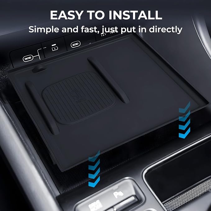 Wireless Charging Protective Mat for Hyundai Sonata 2026 2025 2024, Interior Accessories Center Console Silicone Anti-Slip Wireless Charger Cover Pad Protector for 2024-2026 Sonata, Black