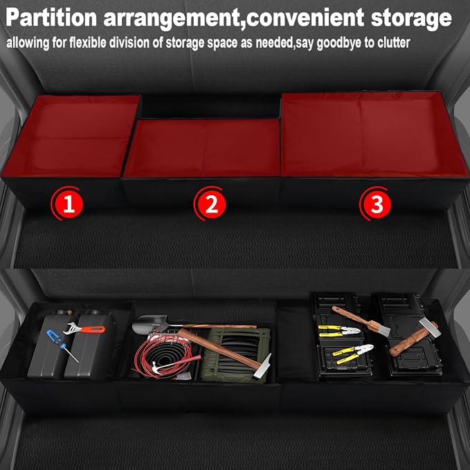 Foldable Under Seat Storage Box for 2014-2018 Chevrolet Silverado/GMC Sierra 1500 2015-2019 Silverado/Sierra 2500HD 3500 HD Crew Cab | Sierra Accessories Truck bed Underseat Storage Organizer