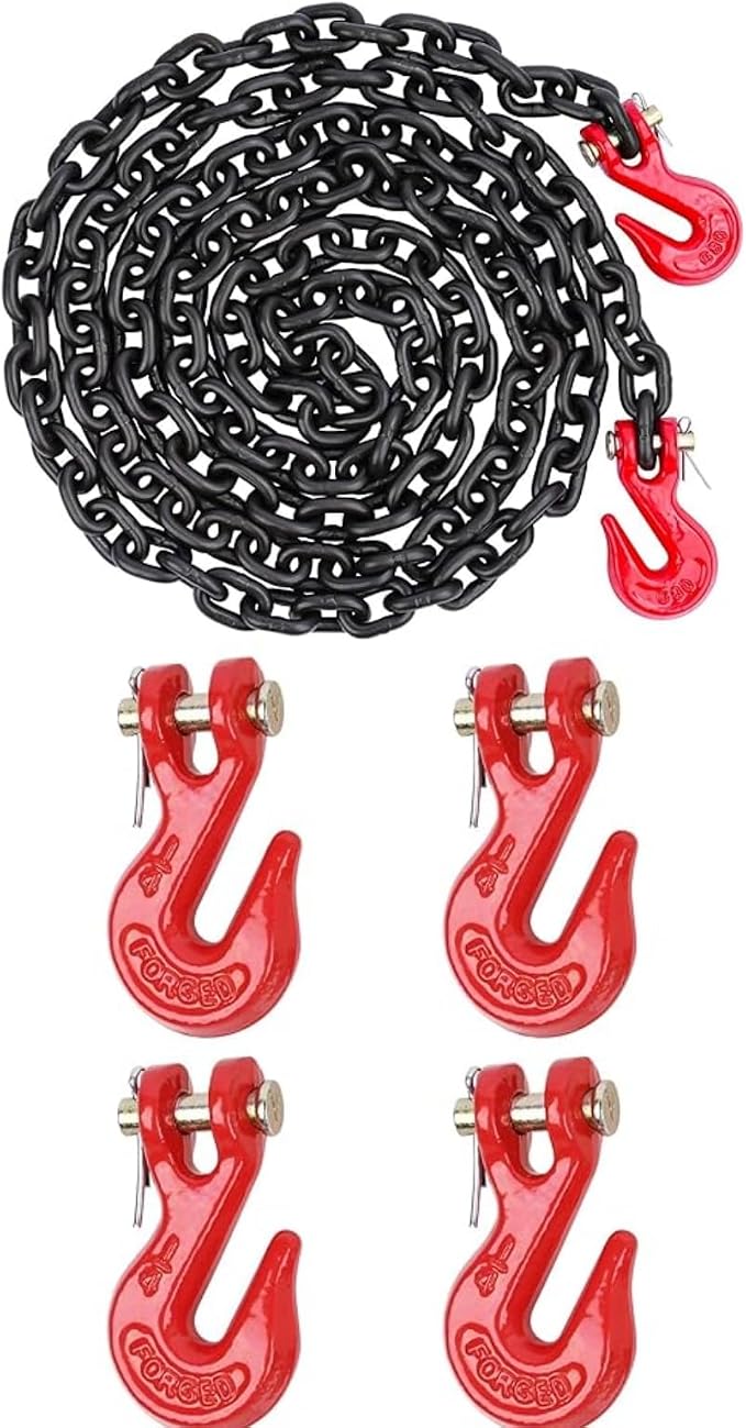3/8" G80(4-Pack Chain Hooks+10 Ft Binder Chain)