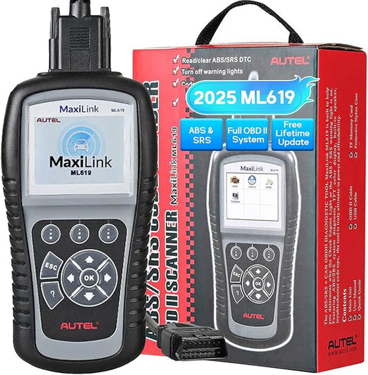 Autel Maxilink ML619 OBD2 Scanner, 2026 ABS SRS Diagnostic Scan Tool,Up of ML519 AL519 AL619,Code Reader Turn Off Check Engine Light Car Diagnostic Tool with 10 OBD2 Test Modes,DTCs Lookup,Graphs Data