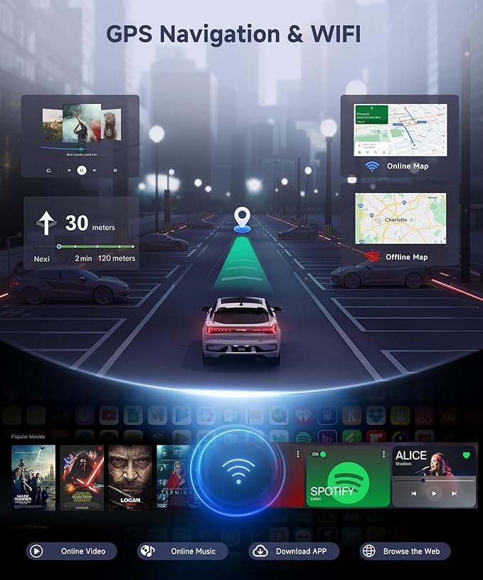 Single Din Android Car Stereo with Wireless Carplay Android Auto, Orderich 4G+64G 7“ Touch Screen Car Radio 1 Din with backup Camera, Support 4G WiFi Mirror Link GPS Navigation Bluetooth FM USB EQ SWC