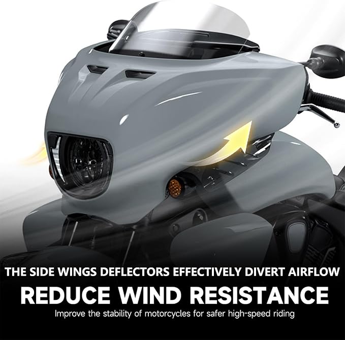 Side Wings Air Deflectors Front Fairing Side Wing Windshield Deflector for Indian Chieftain Dark Horse/Chieftain Limited/Roadmaster Dark Horse/Roadmaster Limited 2019-2024 (Black)