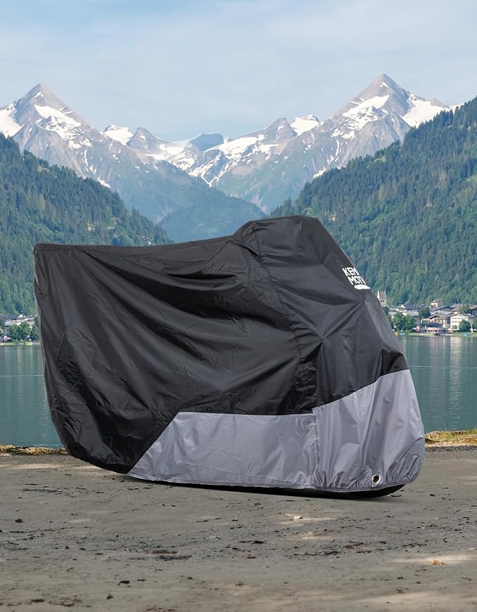 KEMIMOTO 420D Heavy Duty Waterproof Motorcycle Cover Side Top Box Fit Adventure Fit for R1250 GS Tenere 700 KLR 650 Africa Twin 1290 Super Adventure Transalp Outdoor All Weather Windproof Buckle