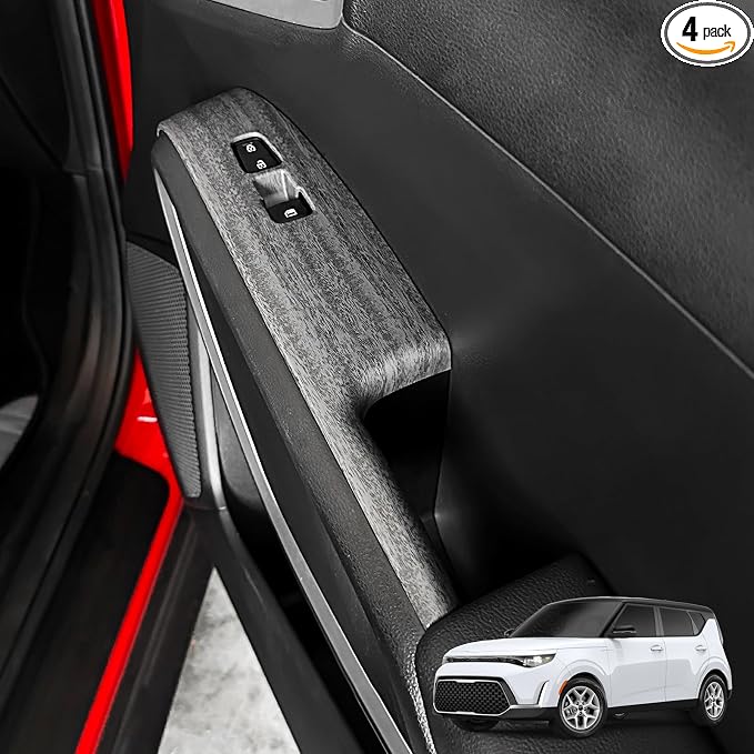 YOUTOOCAR 4PCS Window Switch Panel Trim Covers Compatible with Kia Soul 2022-2026 Accessories (Wood Grain)