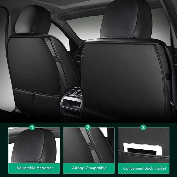 SCITOO Truck Seat Covers,Waterproof F150 Seat Covers Faux Leather Car Seat Protector Automotive Seat Cover Fits for 2015-2024 Ford F150 F250 F350 (Full Set,Black and Blue) | Leather Car Seat Covers，Airbag-compatible,Detachable design, easy to install &...