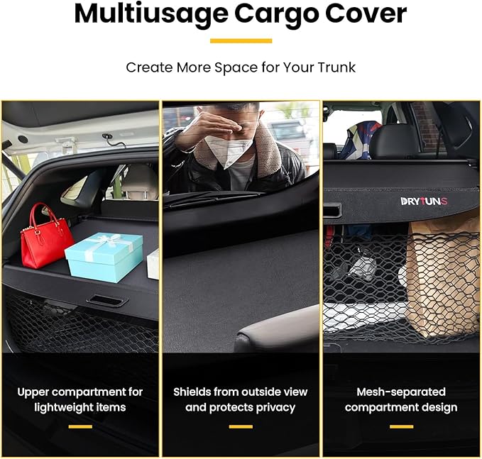 Cargo Cover for Hyundai Tucson 2022-2026, Retractable Trunk Cover Privacy Shade for 22-26 Hyundai Tucson, Leather + Net