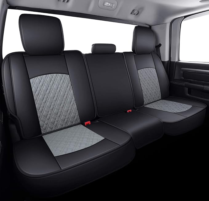 YIERTAI Car Seat Covers for Dodge Ram Fit 2009-2026 1500 2010-2026 2500 3500 Classic Bighorn Longhorn Laramie Tradesman Truck Gray Full Set