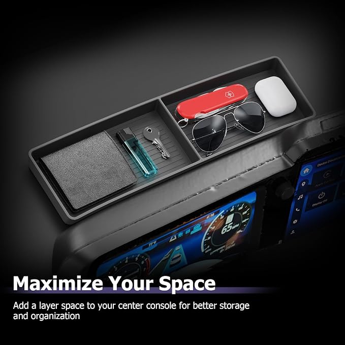 LUWU 2026 Outback Dashboard Storage Tray for 2026 Outback Accessories Behind Screen Organizer Display Box Dash Tray Armrest Console Storage Box Insert Tray Silicone Material Black Coin Container