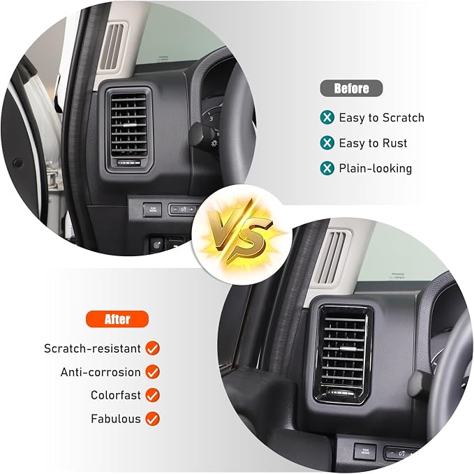 Daeiclru Car Center Console Air Outlet Trim Cover Compatible with Nissan Frontier 2022 2023 2024, ABS Center Console Side Air Outlet AC Vent Protect Cover Frame Accessories (Glossy Black)