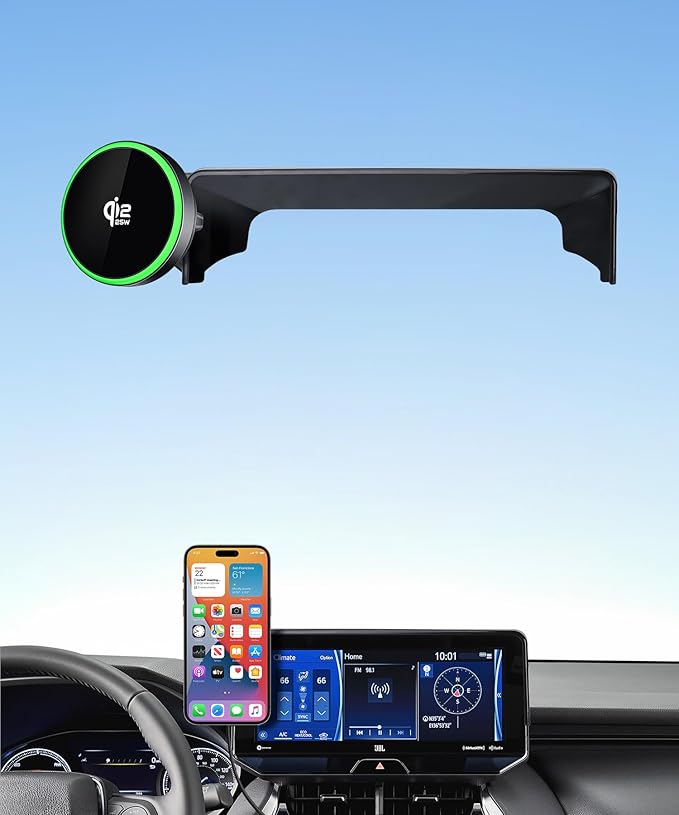 Qi2.2 Max 25W Fast Wireless Car Charger Phone Holder for 2021-2024 Toyota Venza 12.3-Inch Screen, Magnetic Phone Mount Compatible with MagSafe