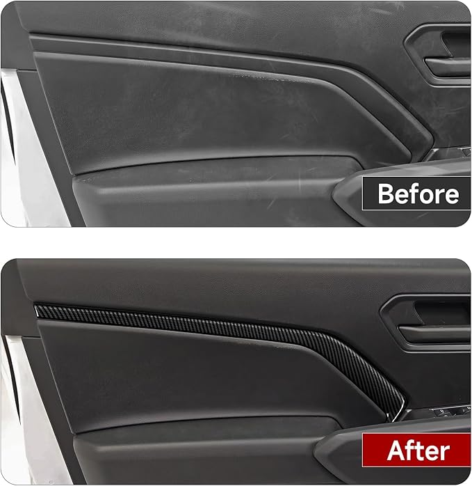 Youtaiche 4PCS ABS Carbon Fiber Car Door Panel Trim Cover for 2023 2024 2025 2026 Chevy Colorado/GMC Canyon Sticker Accessories
