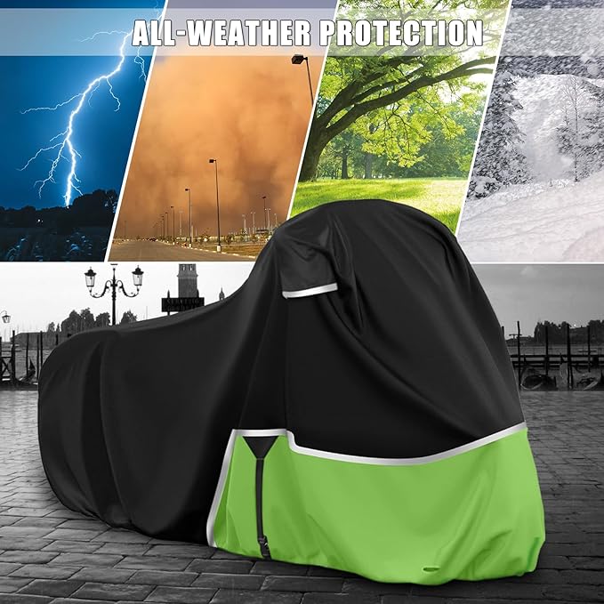 Waterproof Motorcycle Cover Replace for Kawasaki KLR 650 Versys X300 650 Without Trunk Models, 420D Oxford Cloth Motorcycle Cover for Snow Rain Dust Protection