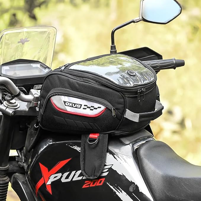 ViaTerra Oxus Magnetic Motorcycle Tank Bag |13L Capacity, Converts to Backpack, Scratch-Free Base, EBC Net, External Rain Cover | Universal Fit for Touring & Adventure Riding