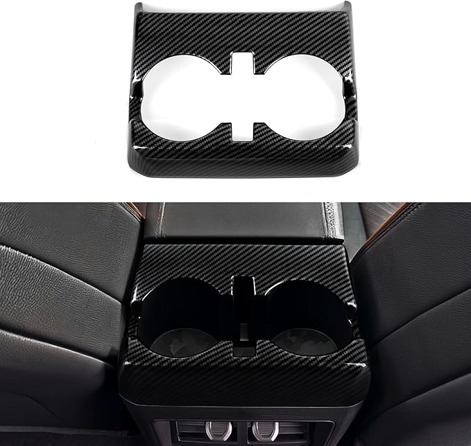 Car Carbon Fiber Sticker Armrest Box Rear Cup Holder Cover Trim Decal for Chevrolet Colorado/GMC Canyon 2023 2024 2025 ABS Interior Accessories