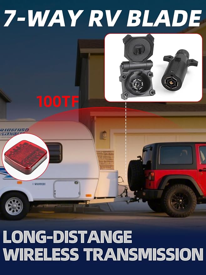 Wireless Trailer Lights Kit Magnetic, LED Wireless Tail Lights for Trailer with Strong Magnet and Rechargeable Battery, IP67 Waterproof, Portable Tow Light Set for Trucks, RVs, Boats, Campers