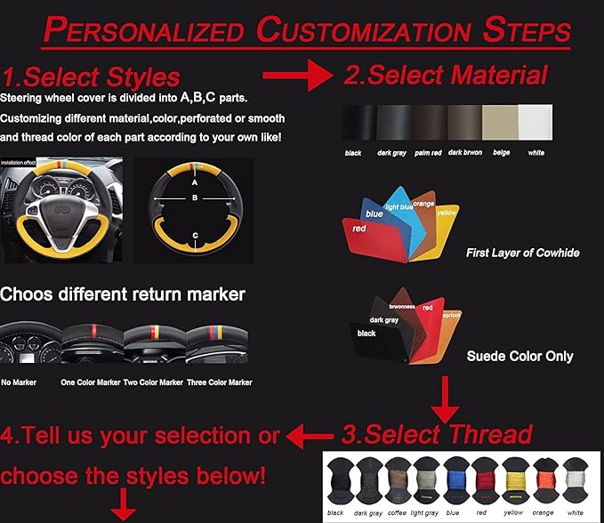 Loncky Carbon Fiber Black Genuine Leather Steering Wheel Cover for Honda Civic 9 Civic 2012 2013 2014 2015 Hand Stitched Custom Fit Car OEM Parts Interior Accessories