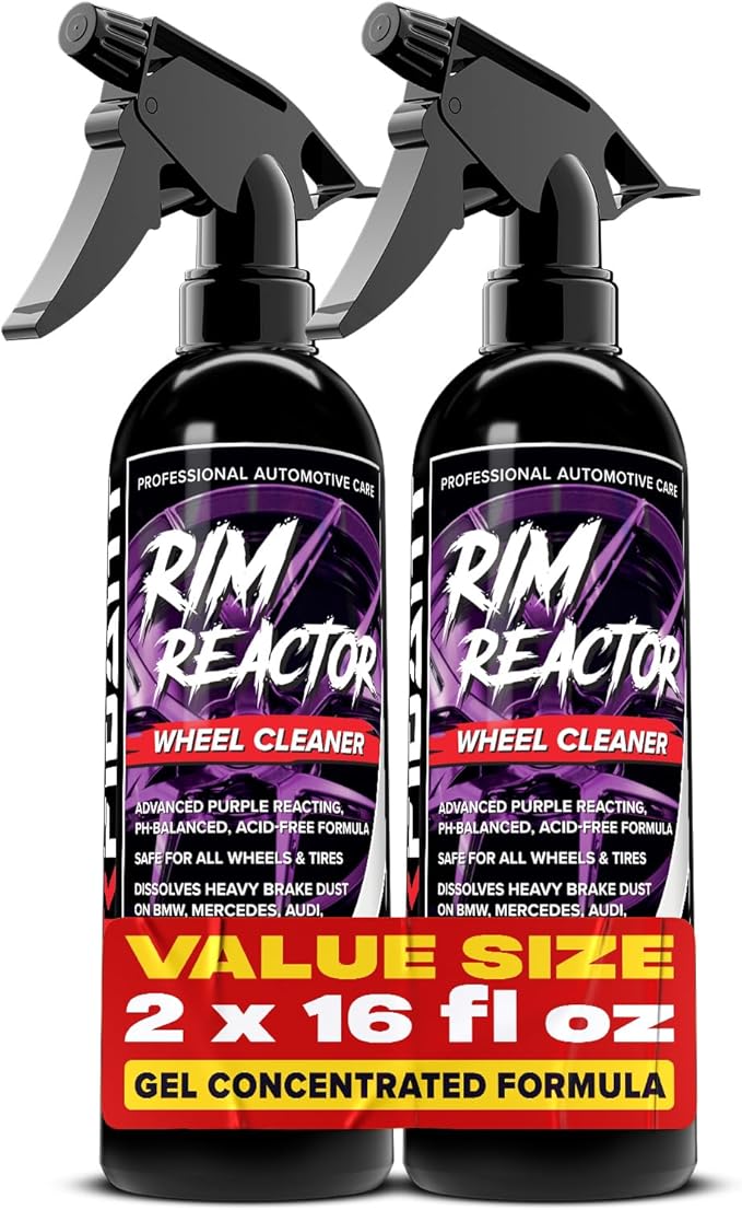 Rim Reactor Wheel Cleaner – Premium Formula Quickly Removes Brake Dust, Grime & Dirt - Tire Cleaner Spray Safe for Alloy, Aluminium, Chrome and Black Wheels - pH Neutral Rim Care – 16 fl. oz. (2-pack)