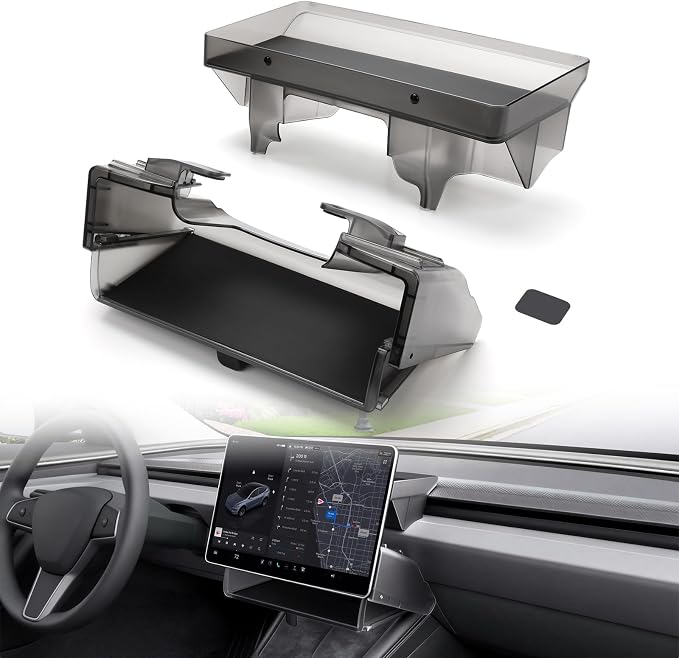 Tesla Model Y Juniper 2025 2026 & Model 3 Highland 2024-2026 Under Screen Storage Box Center Console Organizer for Model Y Juniper/Model 3 Highland Magnetic Storage Box Hidden Privacy Storage