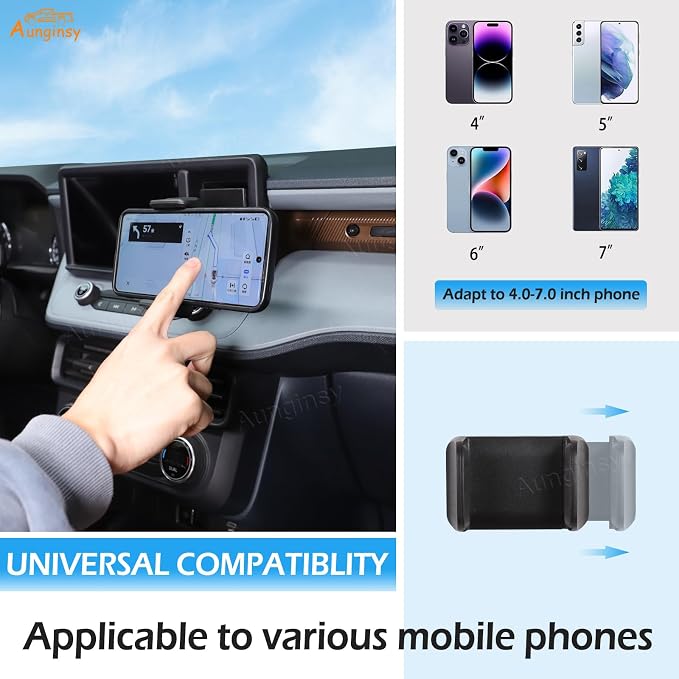 Aunginsy Dashboard Hidden Screen Drawer Organizer with Phone Holder Compatible with Ford Maverick 2022 2023 2024 Car Multimedia Display Right Side Panel Storage Box Truck Dash Cubby Insert Accessories