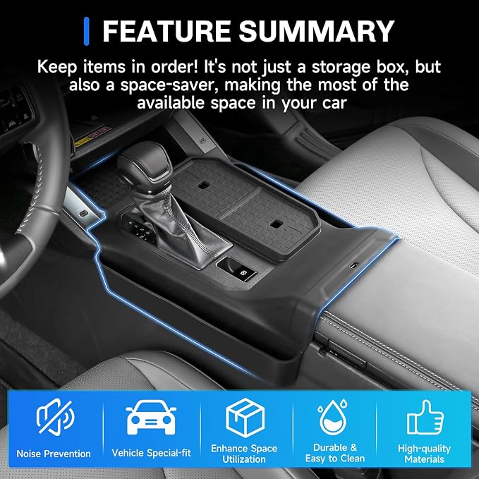 SXCY for 2026 Toyota RAV4 Gear Shift Panel Cover Silicone Central Control Trim for 2026 Toyota RAV4 Accessories Front Console Shift Panel Protector w/ 2 Side Pockets w/Anti-dust Protective Mat