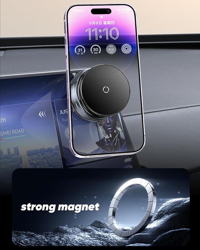 oricarmes Spinning Vacuum Magnetic Phone Holder 15W Fast Wireless Charger for All Smartphones & All Car Models Holds Like Glue on Bumpy Roads! FCC Certified car Phone Mount Magnetic
