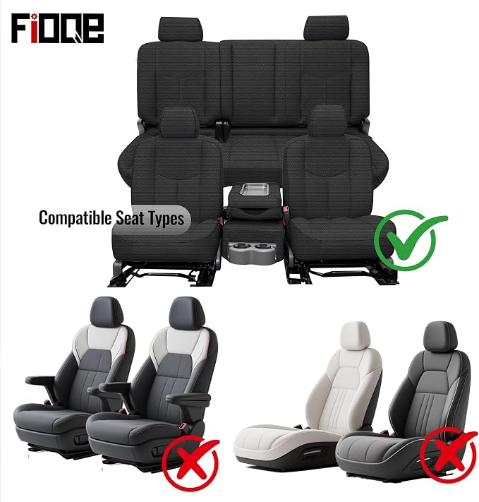 Front & Rear Thickened Composite Fabric Seat Covers for Chevy Silverado GMC Sierra 1500 1999-2006 & Classic,Foam-Padded Protection-Black