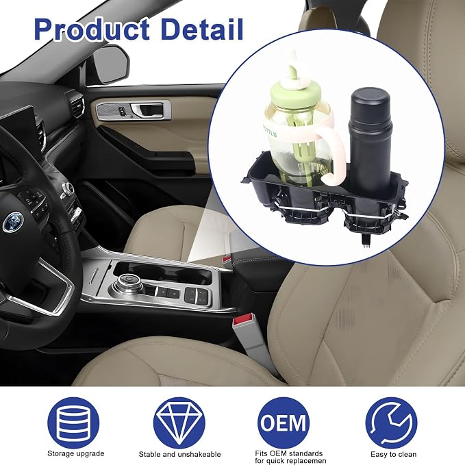 LB5Z-7813562-AB Center Console Cup Holder Fit for Ford Explorer 2020-2025 Replace LB5Z7813562AB (with Wireless Charging)