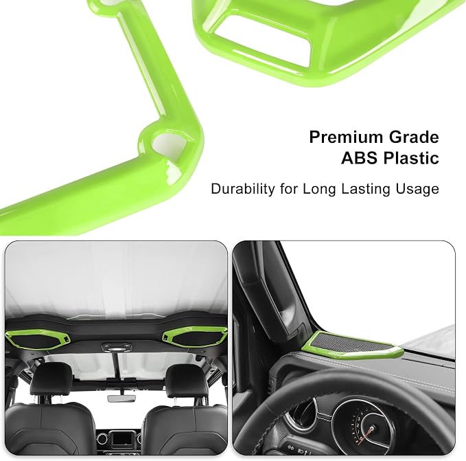 RT-TCZ A Pillar Speaker Trim Cover & Roof Speaker Audio Trim Cover Ring Kit Decoration Interior Accessories for Jeep Wrangler JL JLU & Gladiator JT 2018-2022,Light Green