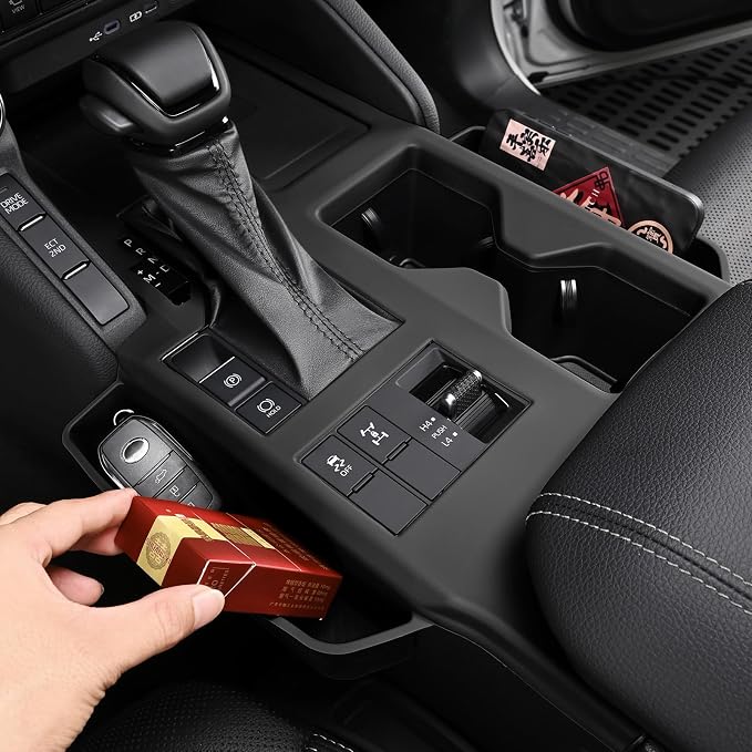Console Silicone Storage Box for 2024-2025 2026 Toyota Land Cruiser 250 1958 Prado LC250 J250 Center Cup Wireless Charging Pad Seat Seam Storage Box Interior Tuning Accessories (Black) 1