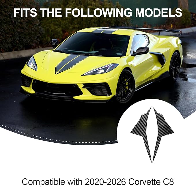 Real Carbon Fiber Side Door Panel Trim Compatible with Corvette C8 2020-2026, Interior Decor Sticker Accessories