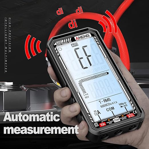 Digital Multimeter Tester, Smart Digital Multimeter 6000 Counts with Auto Ranging Digital Voltmeter Measures Voltage Current Resistance Continuity for Electricians,DIY (620C Black)