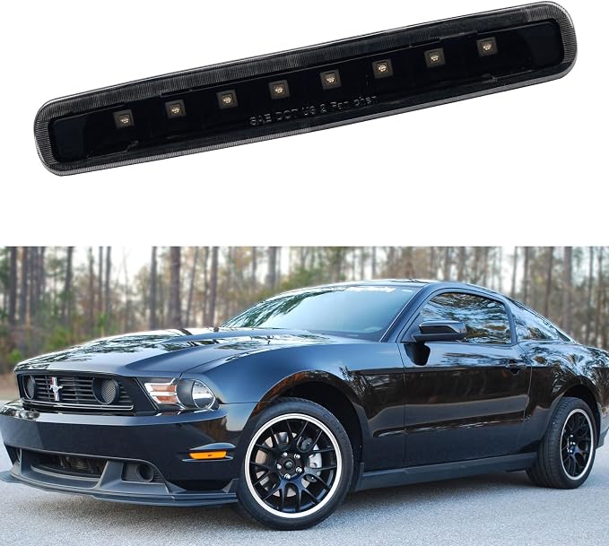 Third 3rd Brake Light LED for 2005-2009 Ford Mustang, High Mount Rear Brake Lights Assembly for 05-09 Ford Mustang, Waterproof Center Cab Lamp Stop Light (Black)