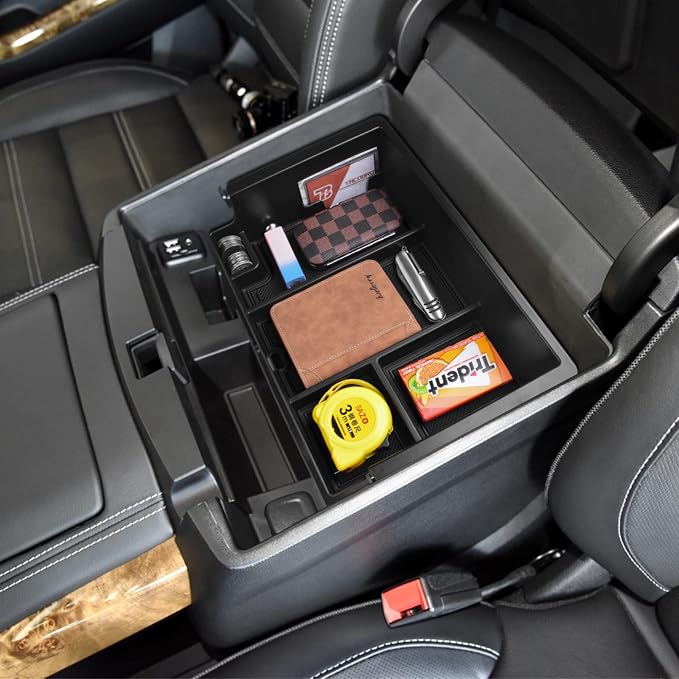 Full coverage Center Console Organizer and Center Console Electric Navigation Screen Rear Tray Compatible with 2015-2020 Chevy Suburban/Tahoe and 2015-2020 GMC Yukon Accessories
