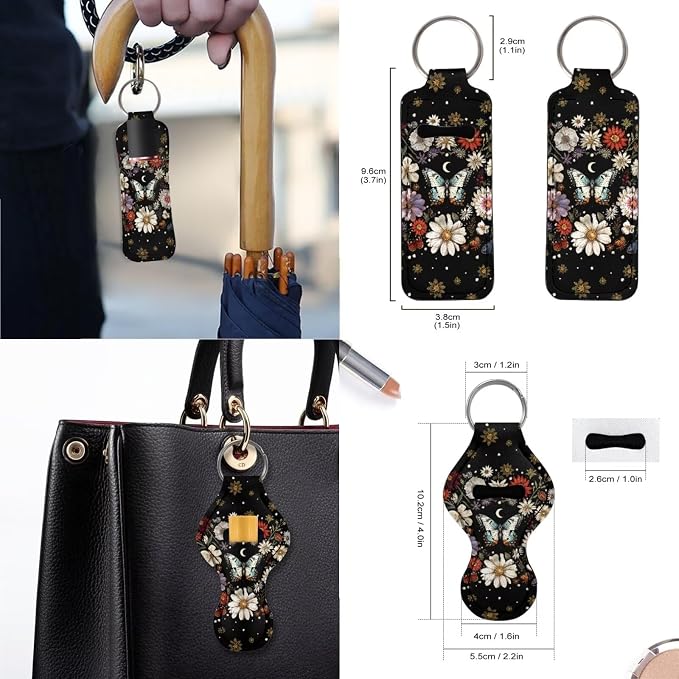Car Accessories Car Seat Covers Full Set with Steering Wheel Covers+Seat Belt Pads+Coasters+Keychain+Lipstick Holder Universal Fit(13 Pack), Butterfly and Daisy Flowers Pattern