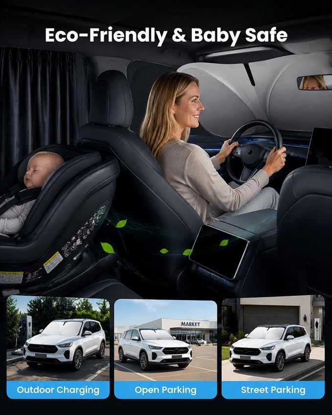 REEVAA 2026 3rd Pro Windshield Sunshade for 2018-2026 Chevrolet Equinox | Dual-Layer Heat & Sun Defense, OEM Design | Foldable Sun Shade Car Accessories with Storage Bag