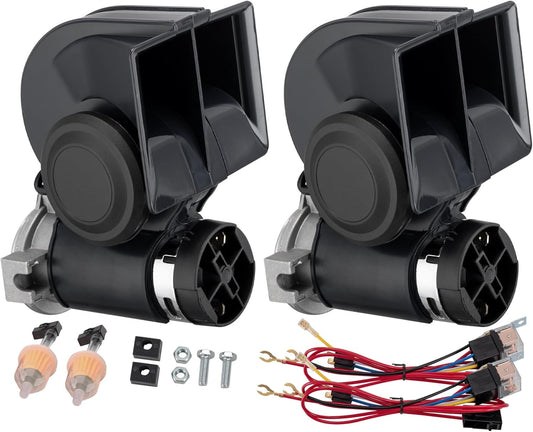 Pack of 2 Car Horn,Train Horns for Truck,Super High Pitched Train Horn for Car, Waterproof Snail Horns for Motorcycles, Cars, Trucks,Trains and Ships