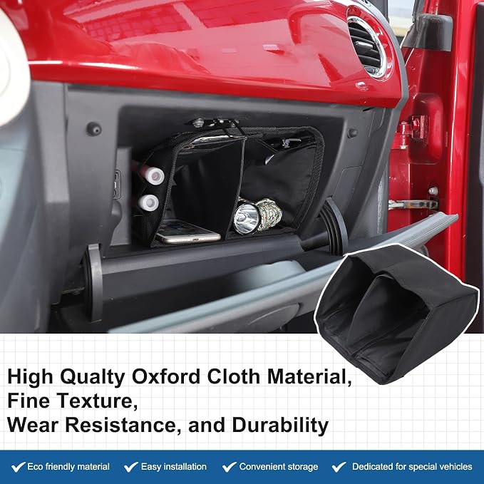 Car Glove Box Organizer Bag Compatible with Fiat 500 2007-2015 Accessories Car Glove Insert Compartment Bag Interior Accessories